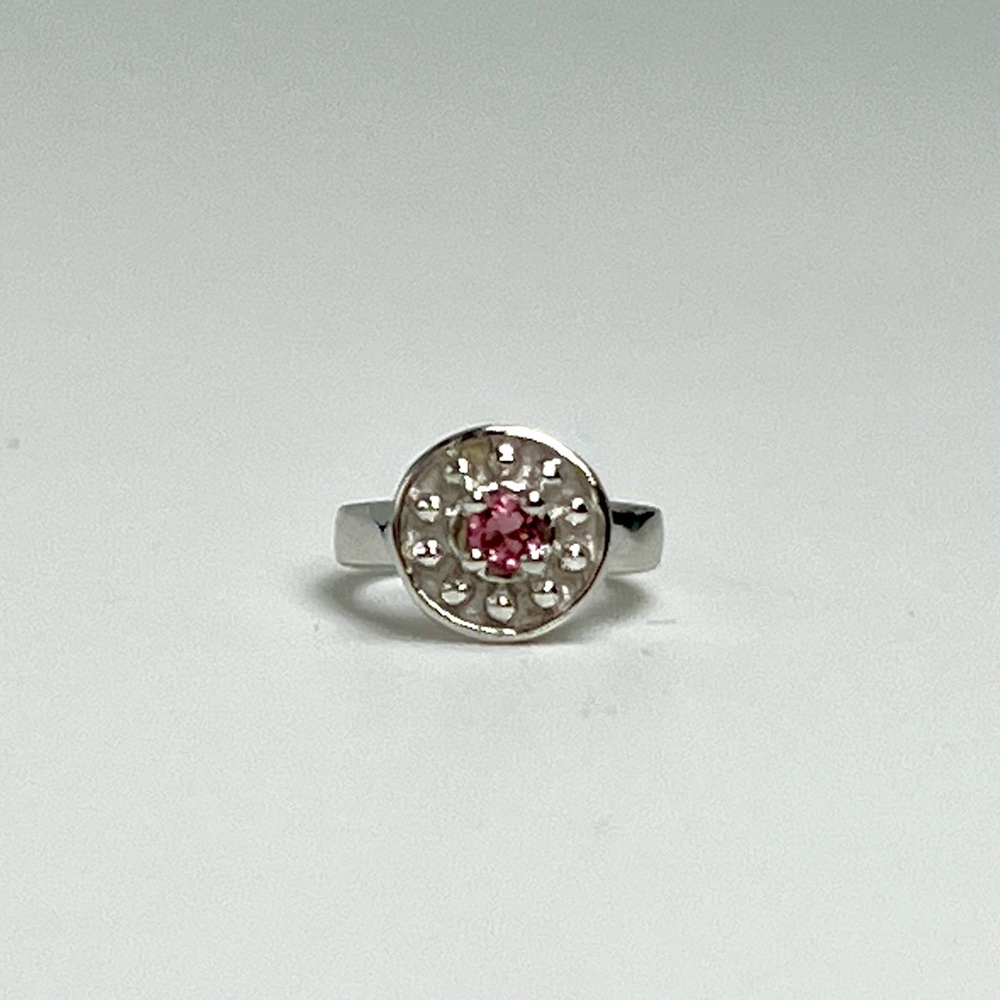 10K White Gold Pink Tourmaline Birthstone Ring Charm Pendant .72 grams - New